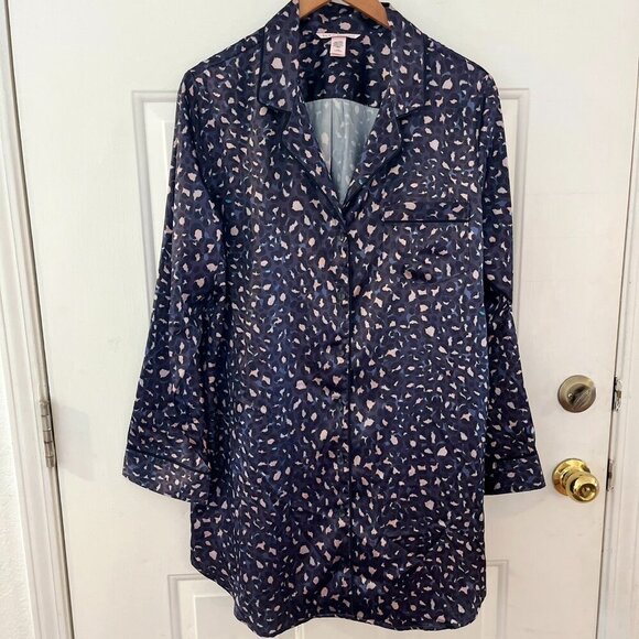 Victoria's Secret Woman's Multicolored Silky Animal Print Pajama Dress Sz lr - Picture 1 of 8